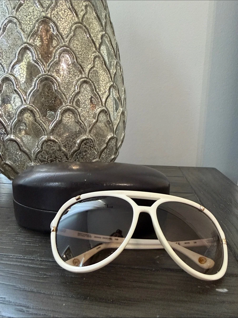 Michael Kors White and Gold Aviator Sunglasses